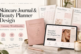 create skincare journal luxury beauty planner and canva workbook