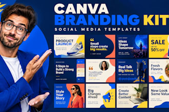 create professional canva branding kit and canva social media posts templates
