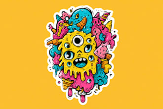 design cute kawaii stickers and doodles illustration