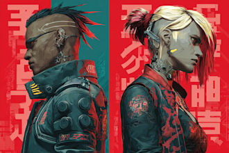 design anime character , cyberpunk character