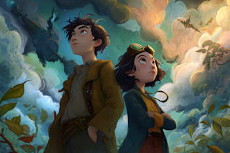 create enchanting children book illustrations for your story