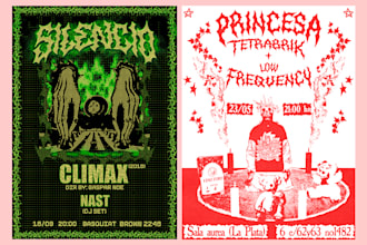 design grunge, y2k, underground flyer for rave or band