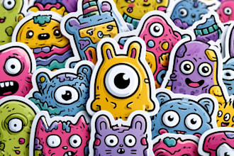 create cute doodles, illustration, sticker design