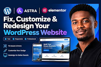 fix, customize and redesign your astra elementor wordpress website design
