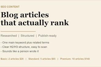 write 5 SEO blog articles for your website
