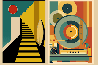 create unique bauhaus, retro and modernist poster designs