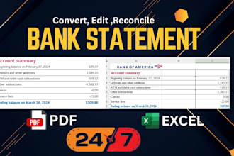 reconcile bank statement PDF to editable format