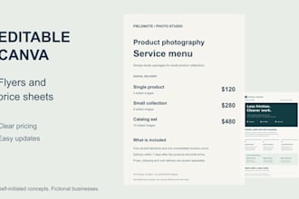 design editable canva flyers and price sheets