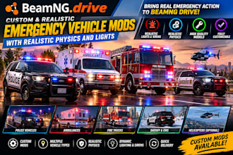 develop beamng emergency vehicle mods with realistic physics and light