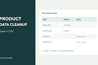 clean and organize product data in excel or CSV
