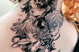 design custom anime tattoo or manga tattoo design
