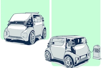 do create a professional vector car sketch and automotive line art illustration
