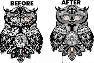 convert jpg png to vector artwork, svg, ai, eps, pdf, embroidery digitizing