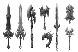 high quality weapon concept art for gaming and more