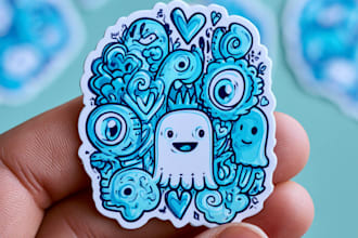 create cute doodles, illustration, sticker design