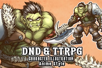 draw dnd and ttrpg character illustration anime style