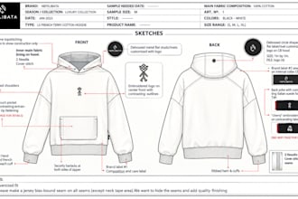 create fashion tech pack, clothing tech pack, apparel tech pack for production