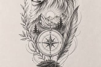 hand draw your amazing custom tattoo design