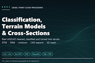 provide lidar point cloud classification, terrain models and cross sections