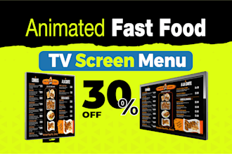 design fast food animated menu board and tv screen menu