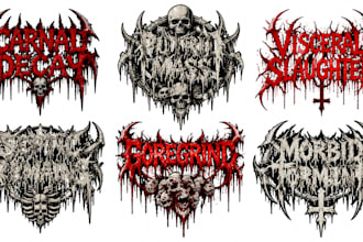 design old school death metal, brutal death and goregrind logo