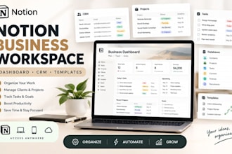 setup notion template dashboard, business notion notion expert, notion planner
