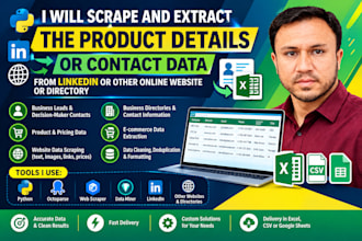scrape and extract b2b leads, contact data and product details