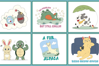 design cartoon animal illustration for kids and baby t shirt