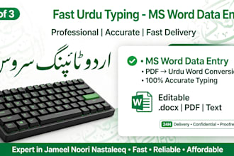 fast urdu typing ms word data entry