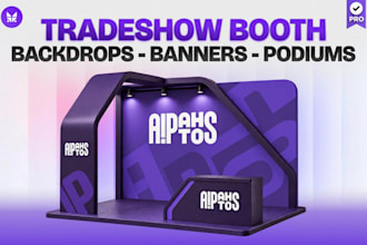 do trade show booth design, backdrop, banner and booth graphics