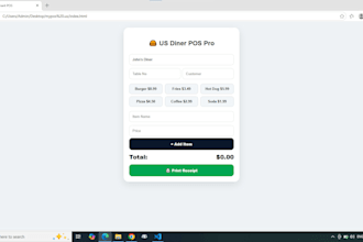 build offline restaurant pos system for diner, cafe and hotel with bill print