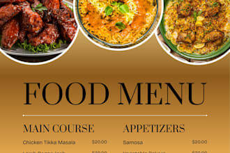 design a professional and modern business menu card