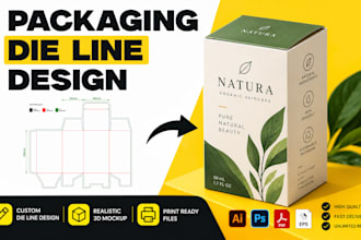 create custom packaging box dieline, die cut and print ready template