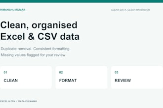 clean and format your excel or CSV data