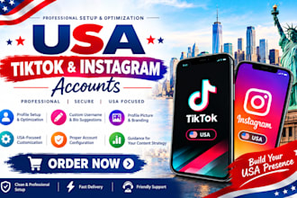 create USA tiktok account, USA instagram account, tiktok USA instagram account