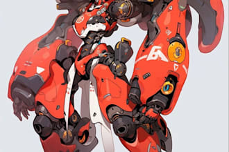 draw amazing character  robot illustration