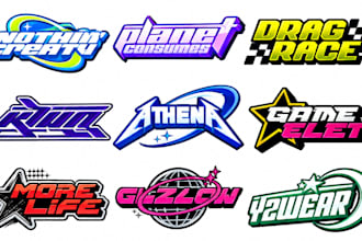draw stoner, psychedelic, y2k, doom, groovy, trippy rock style logo for band