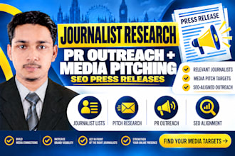 research journalists for press release PR outreach and media pitching SEO