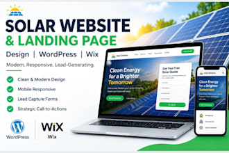 design   solar website  lead capturing  landing page using wordpress  wix