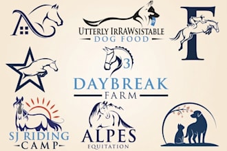 design a pet animal horse, cat, dog, equestrian farm logo for your brand