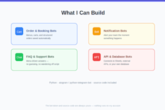 build a custom telegram bot in python with API integrations