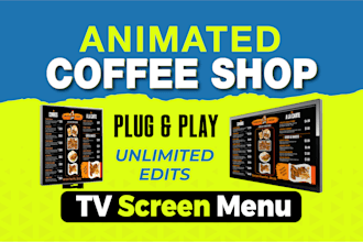 design animated coffee shop digital menu board and tv screen menu