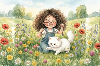 draw watercolor illustration and children story book illustration