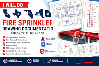 do ca, tx, fl, ny, and ga fire sprinkler drawing documentation