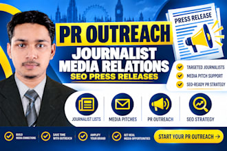 conduct PR outreach to journalists for press release and media relations SEO