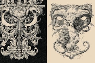 create detailed vintage engraving and etching illustration
