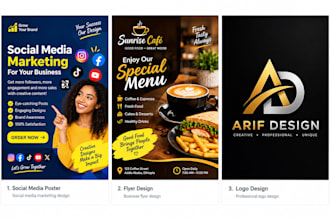 design professional social media posts, flyers and banners