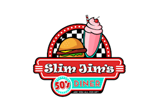 do vintage cool food restaurant logo for slim jims 50s diner