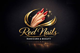 design a professional, nail salon, manicure, beauty, or cosmetics red nails logo