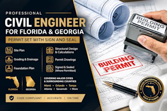 be civil engineer for florida and georgia permit set with sign and seal